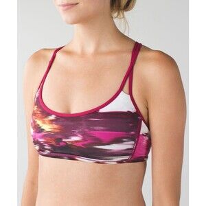 Lululemon Lighten Up Bra Size 10 Pigment Wind Berry Rumble Multi Color Strappy